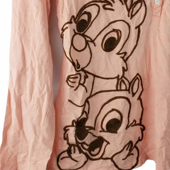 Disney Chip 'n Dale Coral Pajama Top XS - Picture 2 of 3